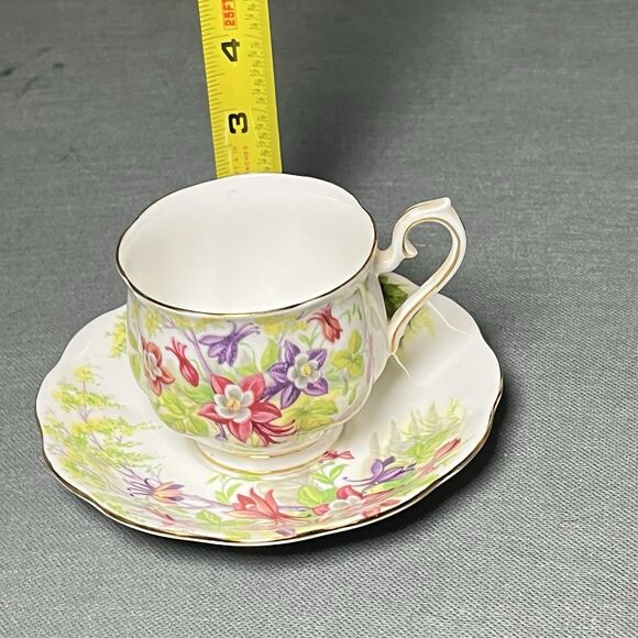 Royal Albert Bone china Teacup & Saucer Columbine Flower Made In England Tea Cup - Picture 5 of 11